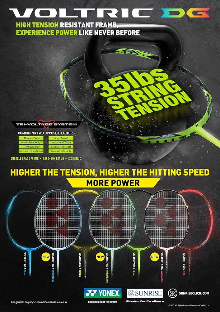 Amazon | Yonex VOLTRIC 0.5DG Badminton Racquet (Black/Lime